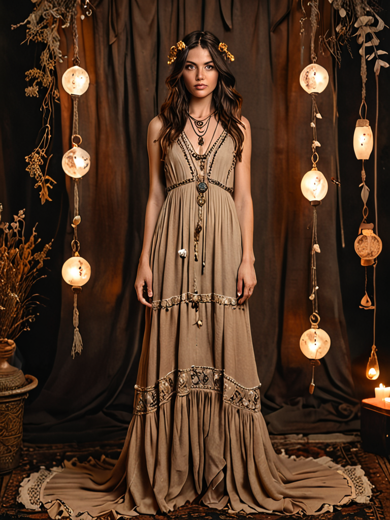 smoky quartz layered goddess organic muslin dress