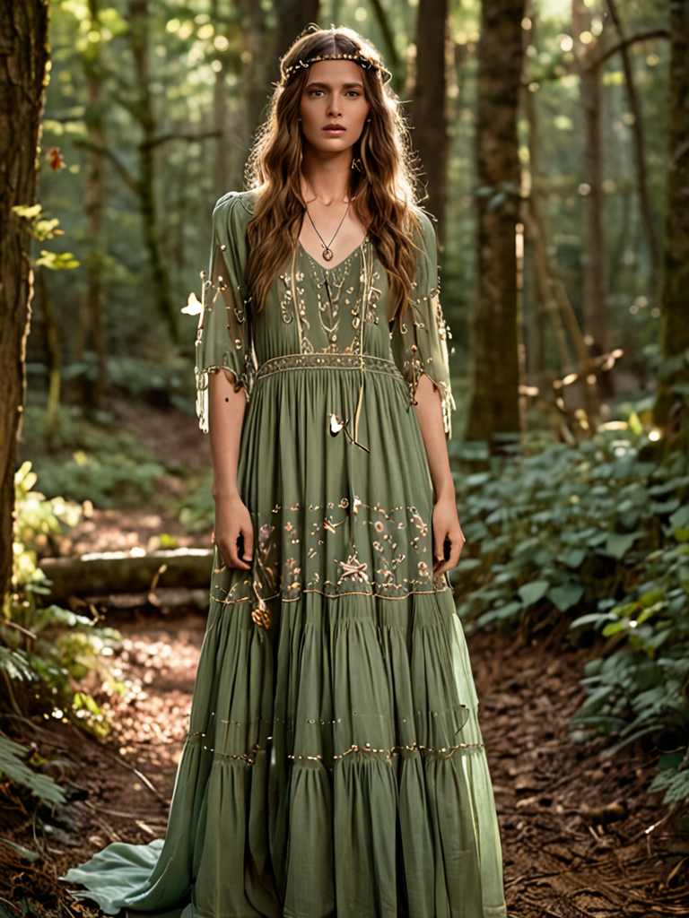 sage green flowy tiered embroidered cotton dress