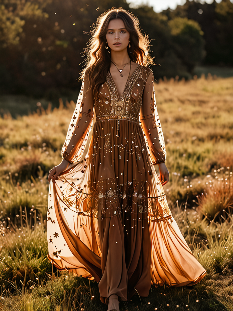 copper penny embroidered tunic dress chiffon dress