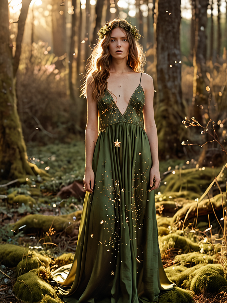 moss green mystic slip raw silk dress