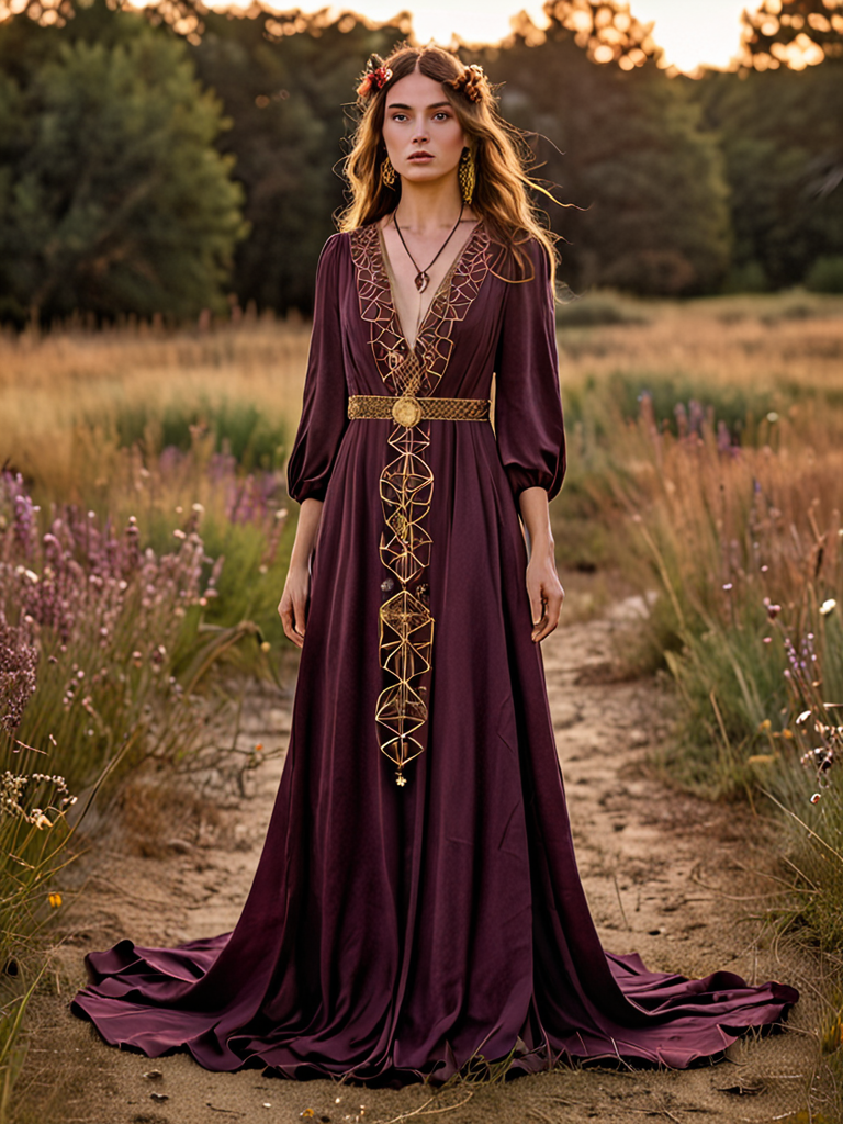 deep plum vintage prairie textured crepe dress